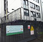 Cladding being stripped at Whitebeam Court Salford